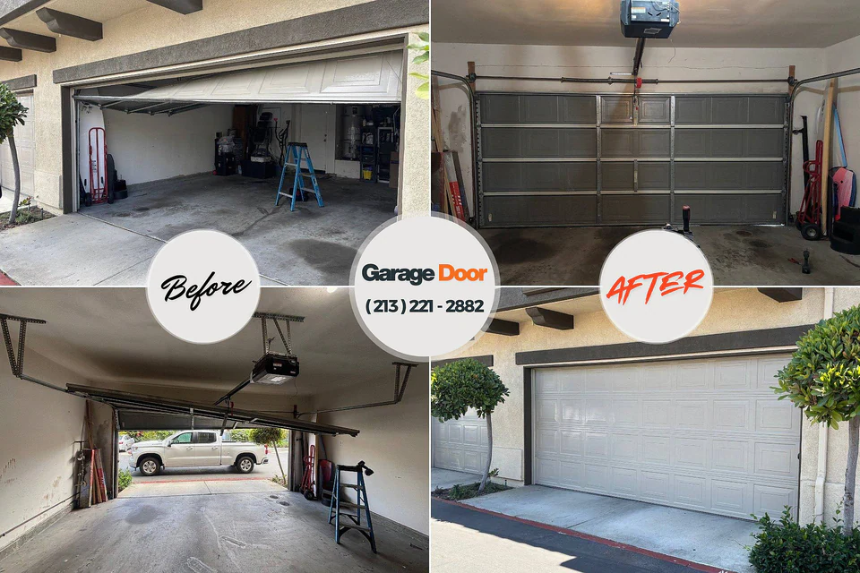 Before and after: garage door repair Von Ormy, TX